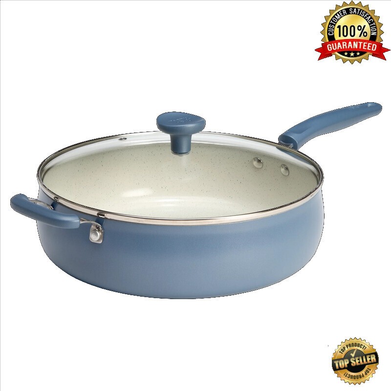 Non-Stick 5QT Jumbo Cooker Pan Induction Safe Dishwasher Easy Grip with Lid