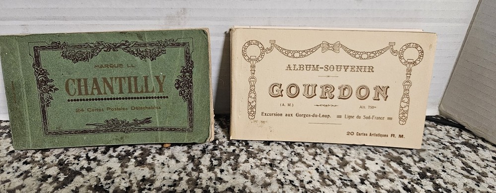 Antique 1920s Set Of 2 French Postcard Booklets Chantilly & Gourdon Great...