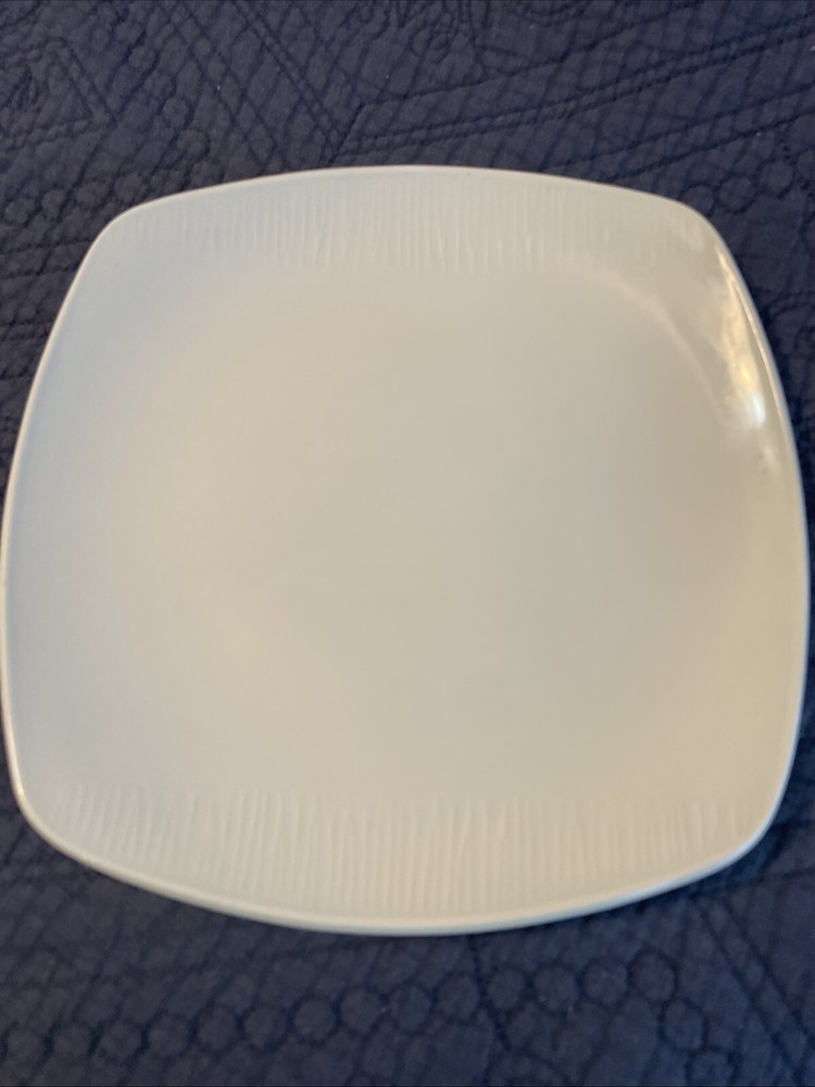 Churchill Super Vitrified Bamboo Pattern Square 8.5” Plate White Emboss England