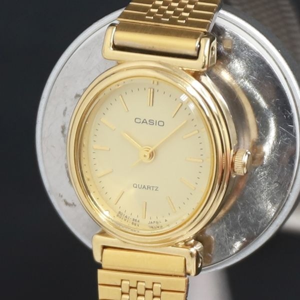 Casio LQ-340 Gold Dial Ladies Watch Working QZ Used