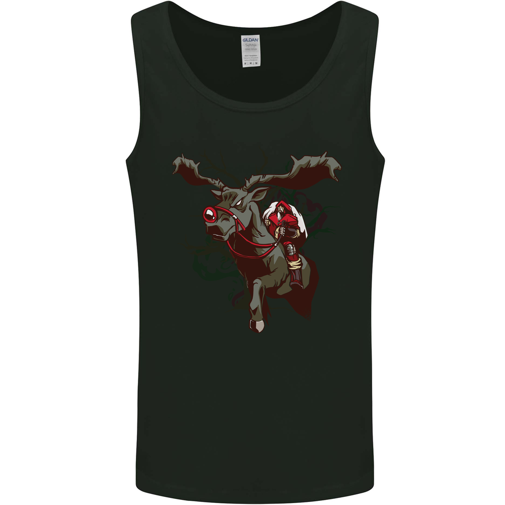 Dark Santa Riding Rudolph Christmas Xmas Mens Vest Tank Top