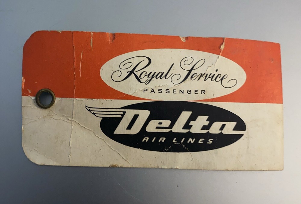 Vintage 1958 Delta Airlines Royal Service Carry On  Baggage Tag – Retro Airline
