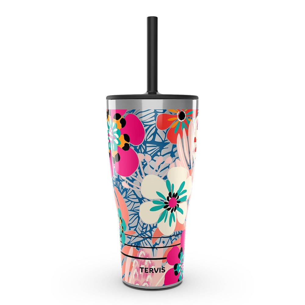 Traveler Bright Wild Blooms Triple Walled Insulated Tumbler Travel Cup Keeps ...