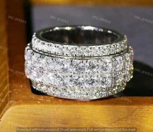 4.20 Ct Moissanite Men's Eternity Wedding Band Real 925 Sterling Silver SZ- 6