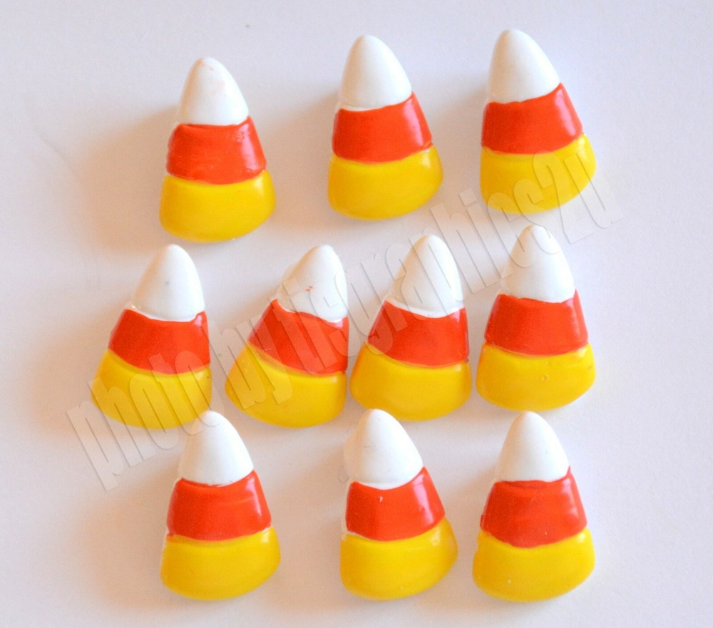 10 Candy Corn Theme Craft Embellishments / Shank Back / Halloween Crafts