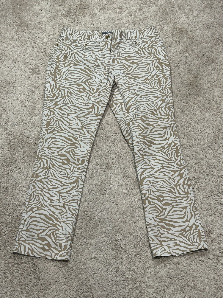 Charter Club Womens Pants Petite Sz 8 Multicolor Animal Print Modern Ankle Pants