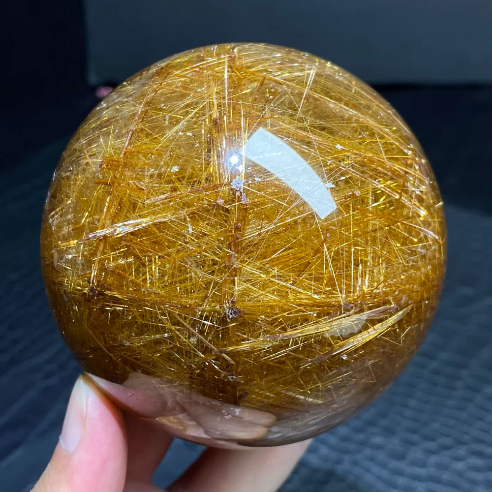 87mm Natural hair crystal sphere quartz polished ball Reiki energy healing gift