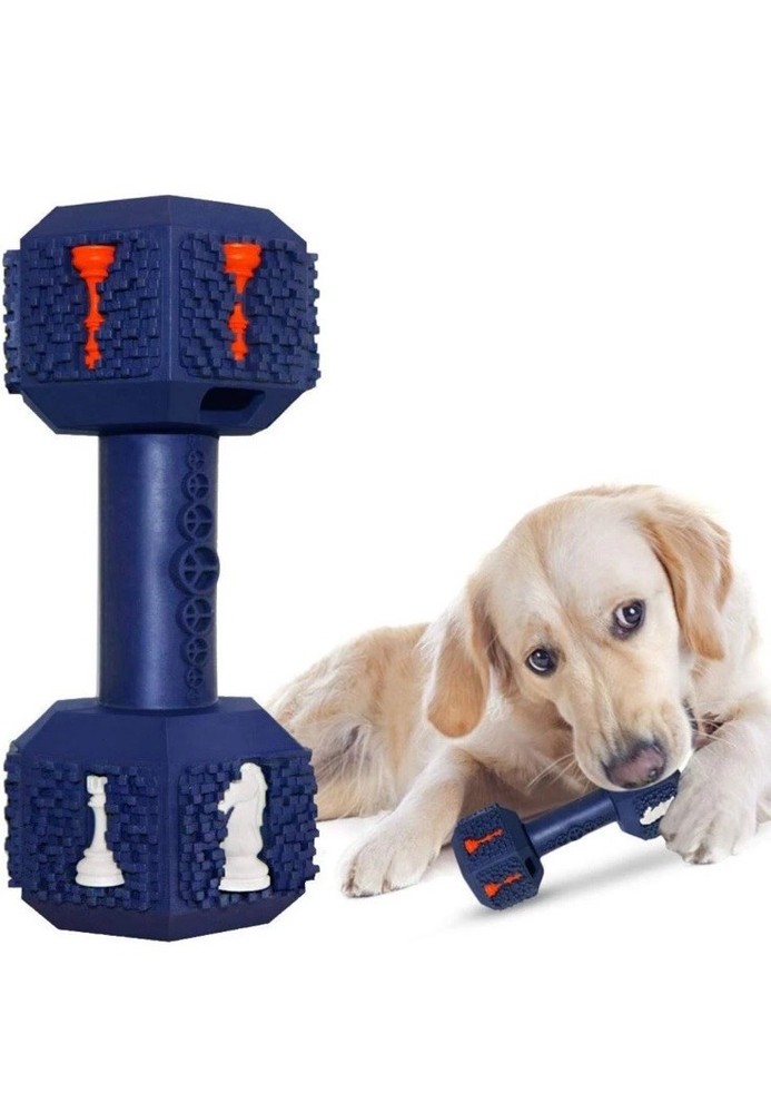 Interactive Durable Dog Toys Tough Natural Rubber Dumbbell Toy for Large Medium