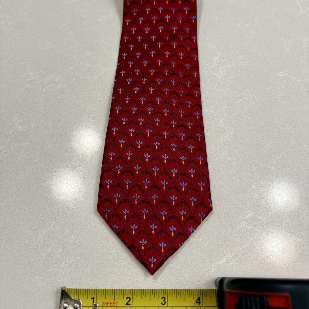 Ermenegildo Zegna Red Floral Silk Designer Men's Tie Classic Woven One Size