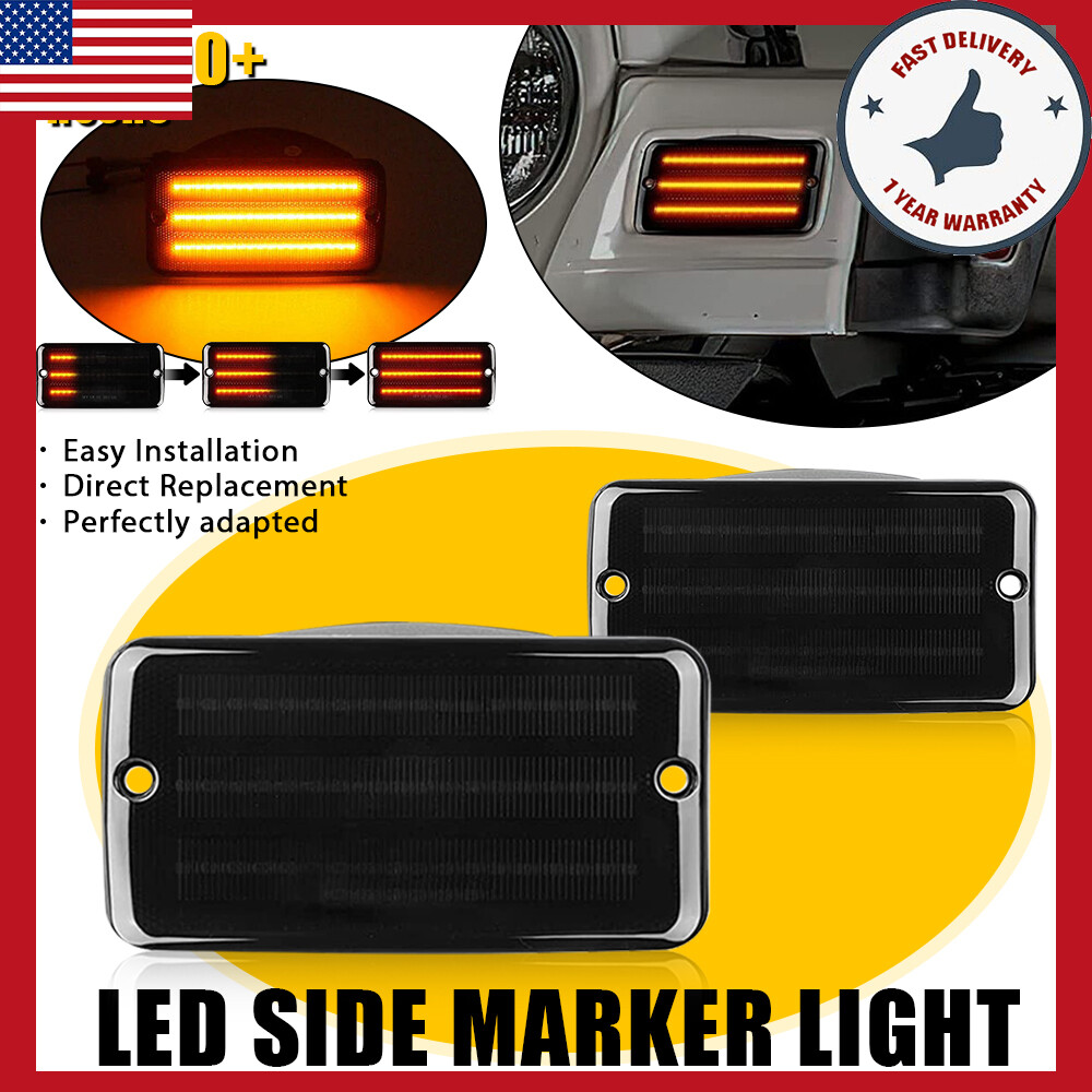 Amber Smoked Dynamic LED Fender Lights for Jeep Wrangler TJ 1997-2006
