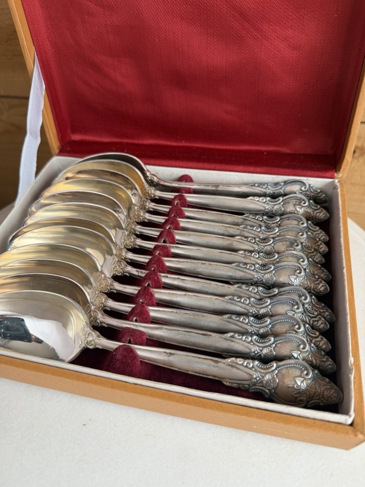 Nickel Silver Spoons Russian Vintage Collection МНЦ ц 4Р 00К VTG Spoon Set (12)