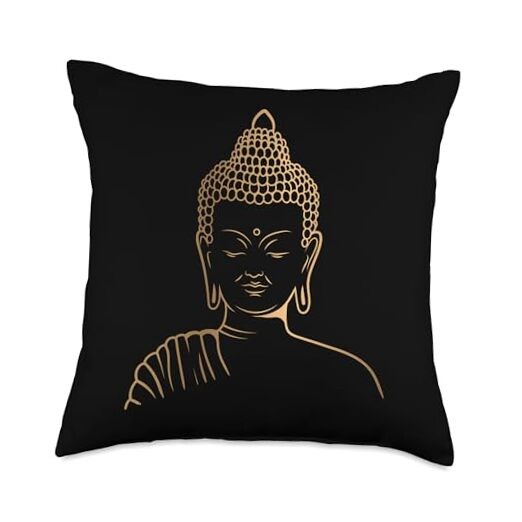 Spiritual Buddhism Meditation Guatama Buddha Statue Zen Om Throw Pillow 18x18