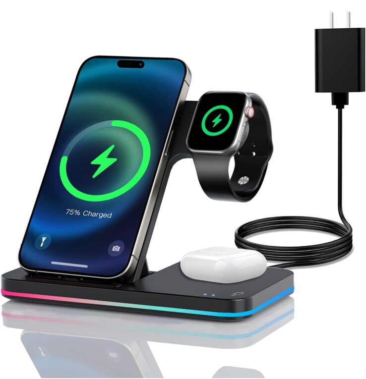 3 in 1 Charging Station Wireless Charger iPhone Fast Magsafe Charger Foldable