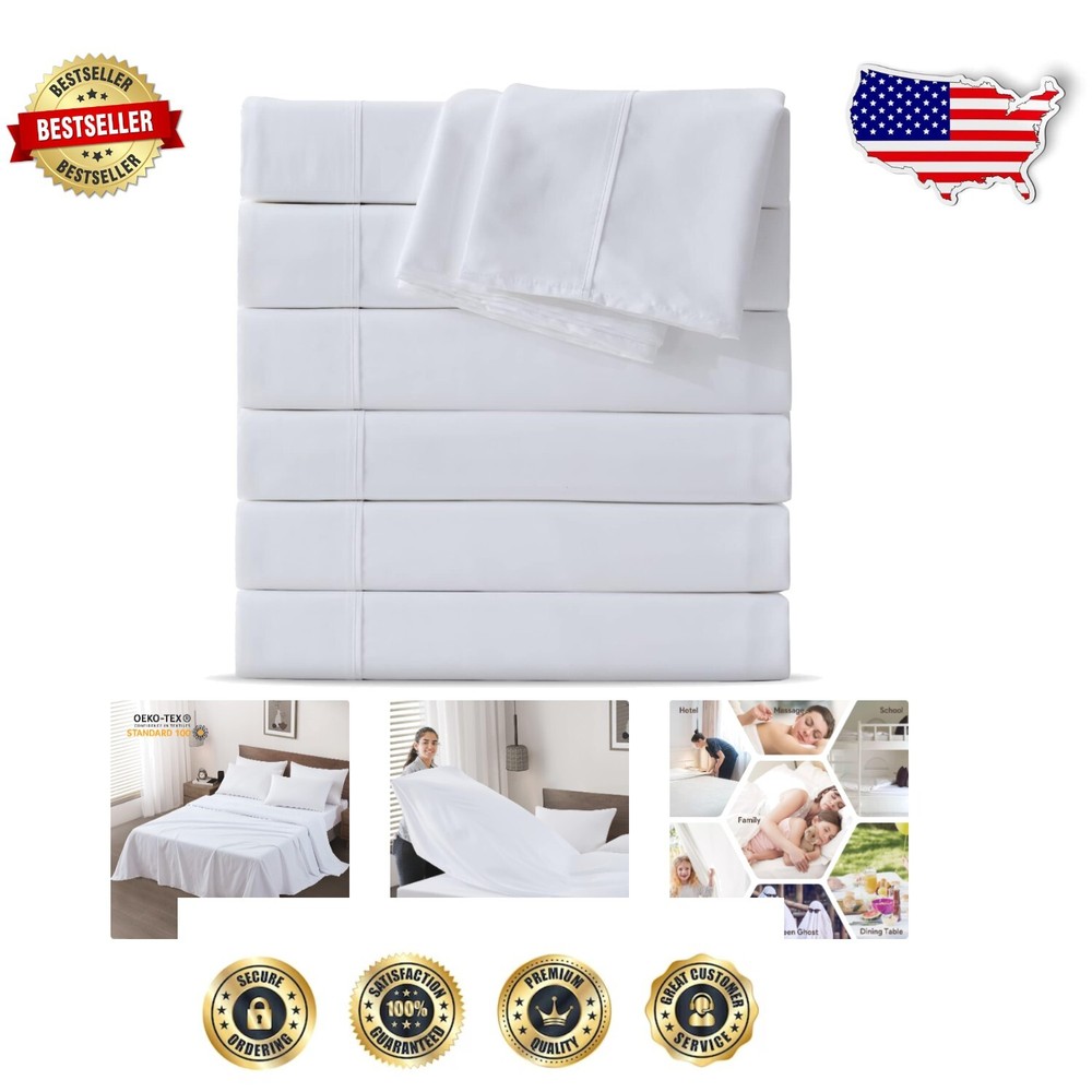 Bulk King Flat Sheets - Premium 6-Pack Soft Microfiber, Shrink & Fade Resistant