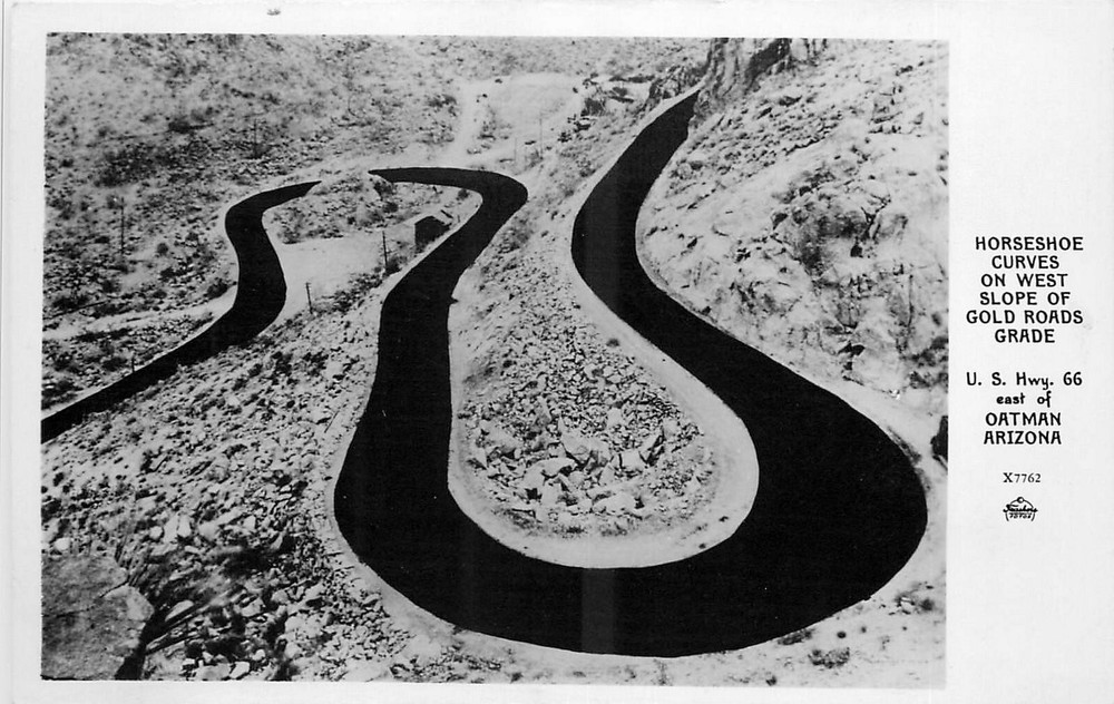 1940s Oatman Arizona Horseshoe Curve Gold Roads US 66 Frasher Postcard 25-5209