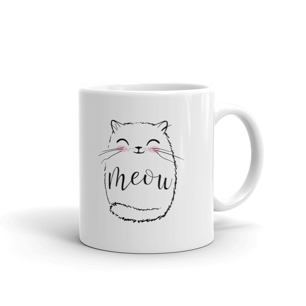 Cute Meow Kitten Cat Face Coffee Tea Ceramic Mug Office Work Cup Gift