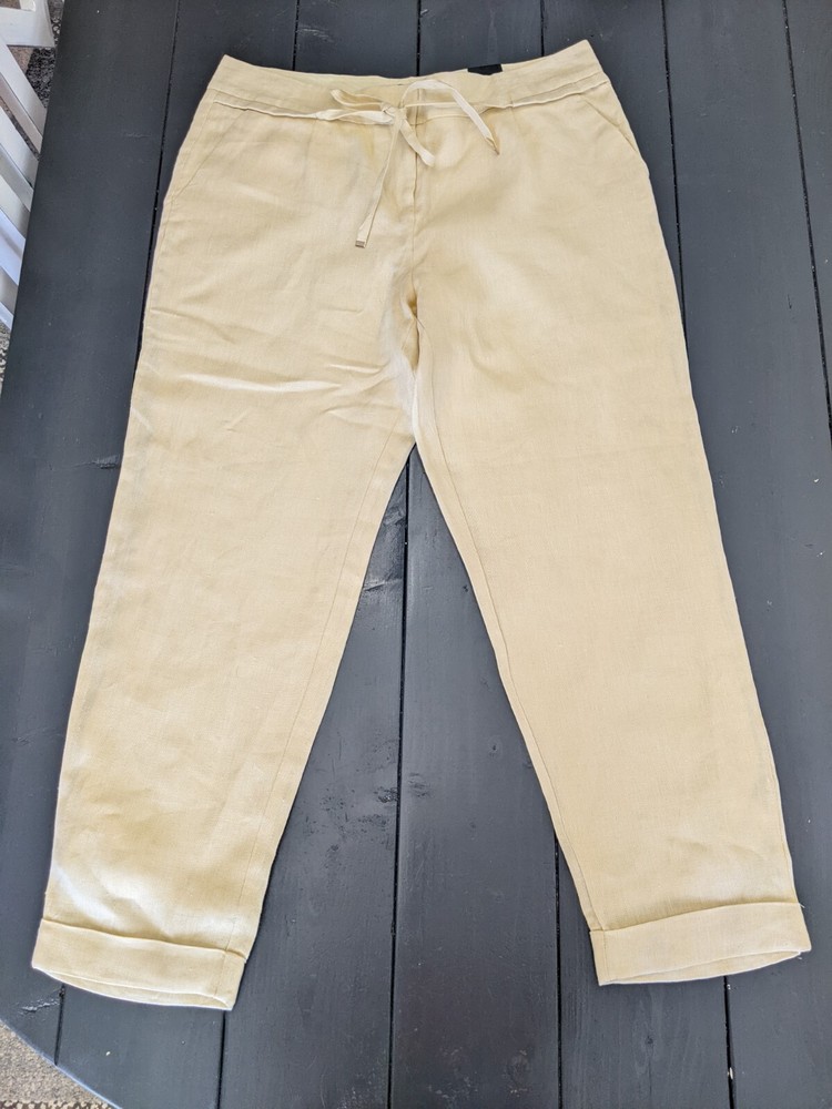 THE LIMITED Yellow Linen Modern Trouser CROP Pants Straight Leg Sz 10 NWT $69.95