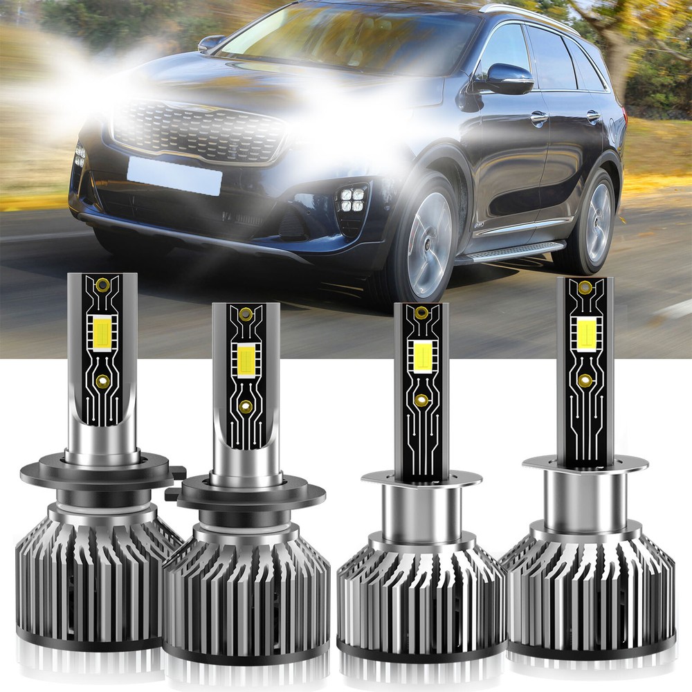 H1+H7 LED Headlight Bulbs Kit High Low Beam 6500K For Kia Sorento 2003-2006