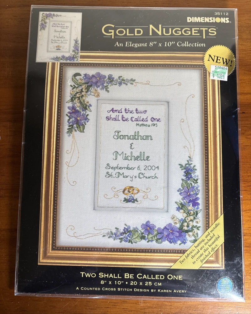 Wedding Cross Stitch 35112 Gold Nuggets Dimensions Two Shall Be Called One 2003