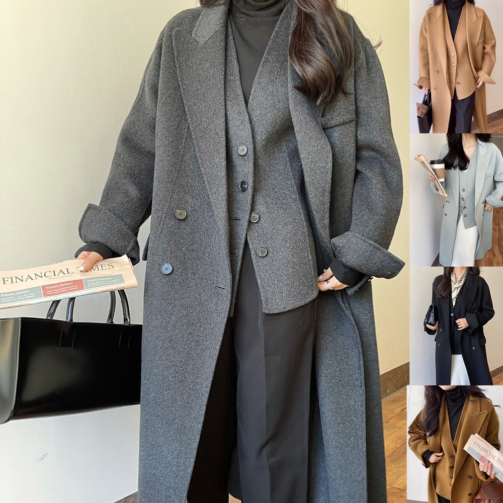 Wool Blend Women Overcoats Peak Lapel Dressy Business Outdoor Casual Outfits
