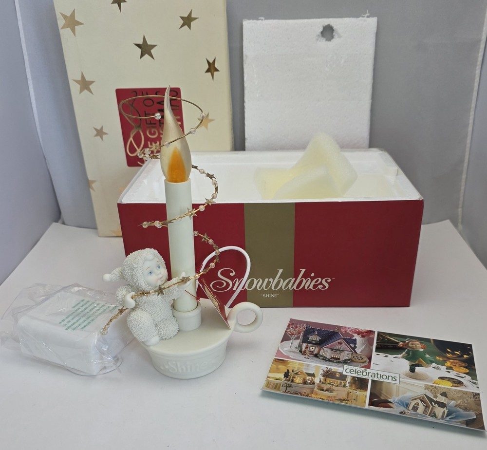 Vintage Dept 56 - Snowbabies Shine The Gift Of Christmas 2003 - New Open Box
