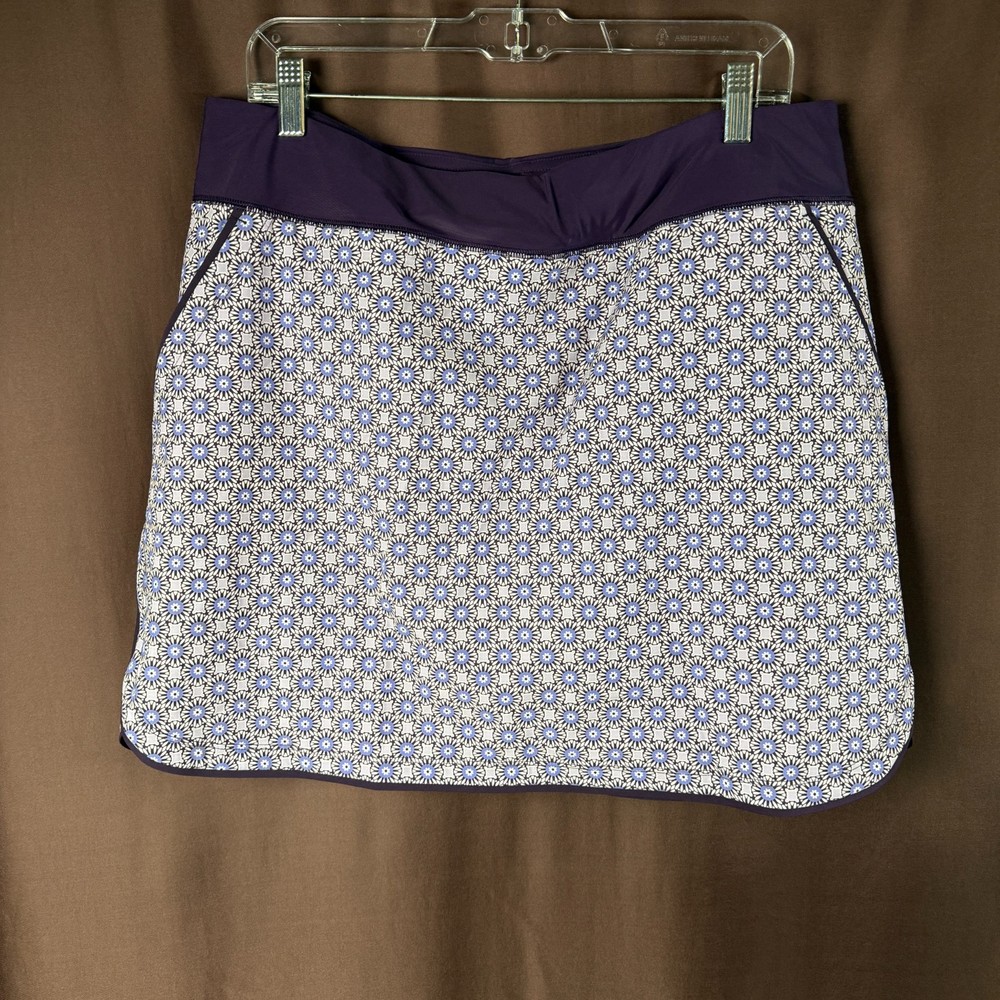 Lands End Womens 14-16W LONG Blackberry Medallion Board Skort Swim Skirt Quick D