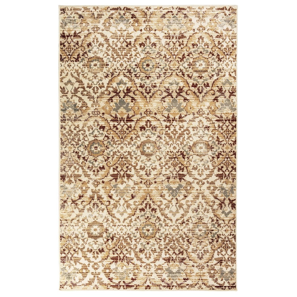 Modern Plush Damask Rug with Jute Backing for Living Room & Entryway