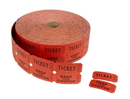 Double Roll - Ticket/Keep This Coupon - Tickets, 1 x 2 Inches, Red, 2000 Per-image