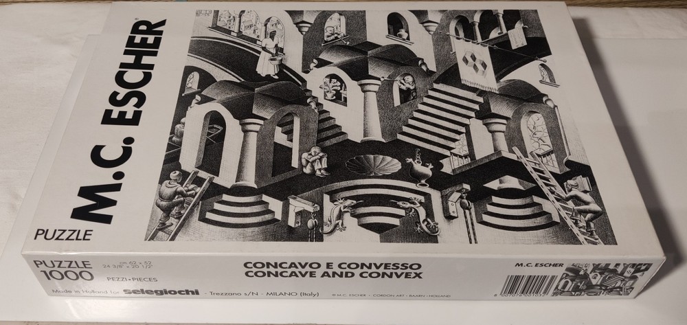 M.C. Escher 1000 pc Jigsaw Puzzle, Concave and Convex, 24-3/8” x20-1/2” Complete
