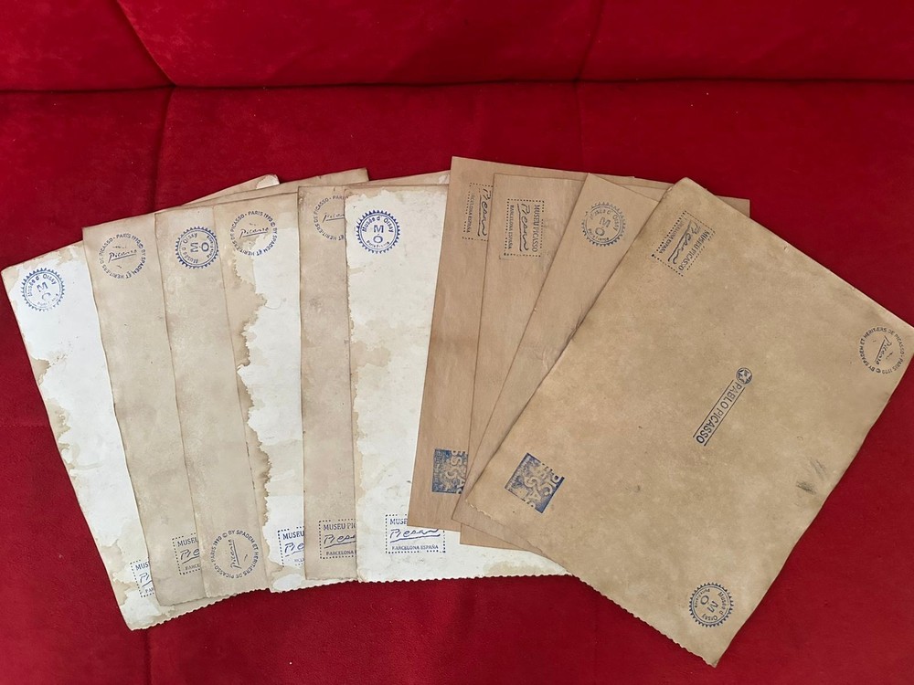 PICASSO lot of 10 collection drawing on old paper signed stamped