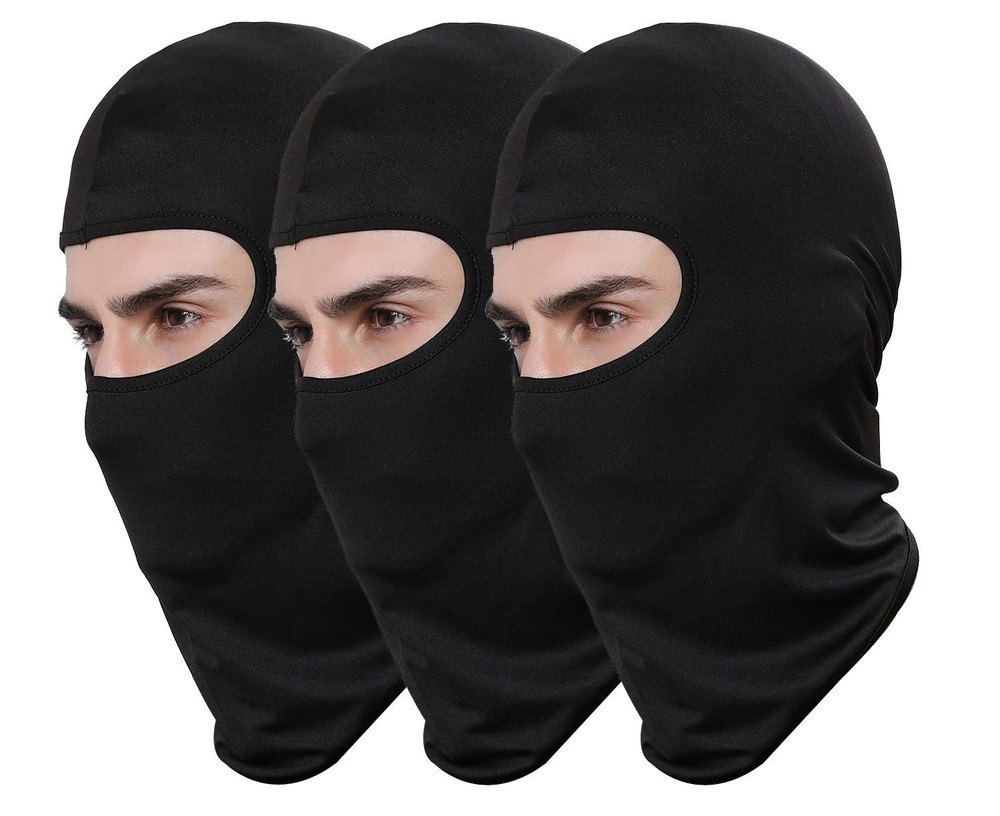 Pack of 3 Black Ski Mask Bandana Face Hat for Outdoor Airsoft Motorcycle Hood...
