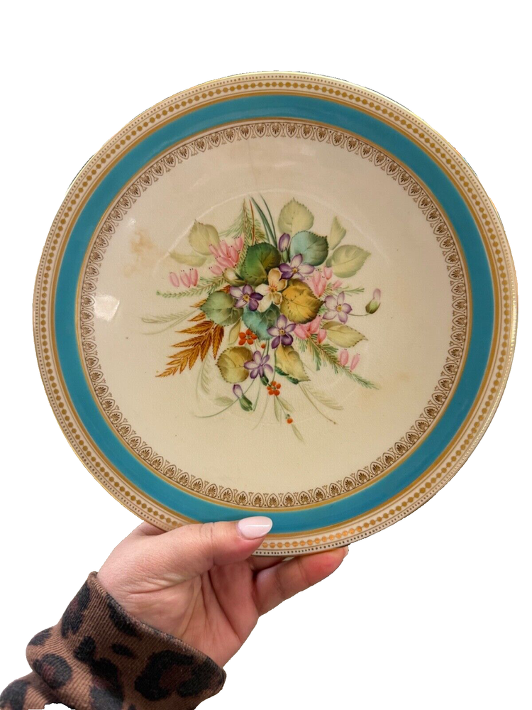 Antique C.T. Germany Hand-Painted Porcelain Pedestal Cake Plate