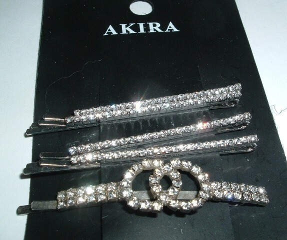 Hollywood Glam White Rhinestone Hair Bobby Pins 5-Pack NWT