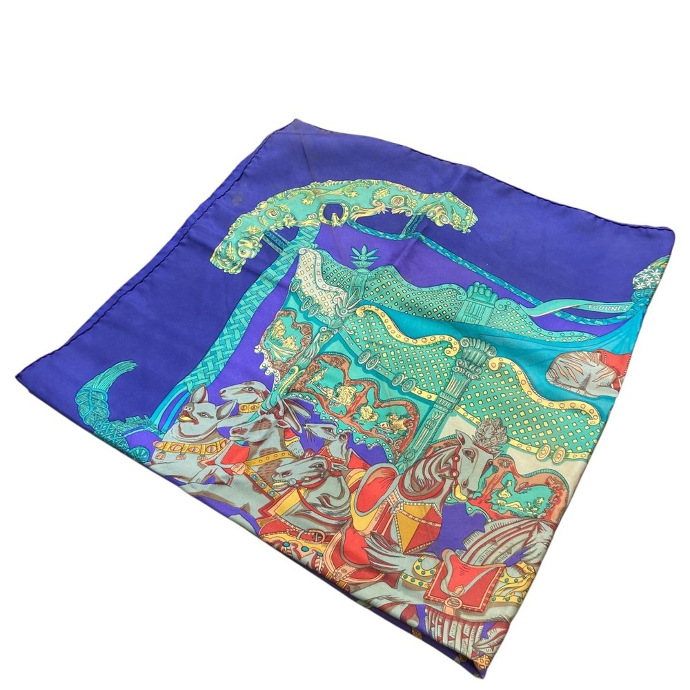 Hermes Blue Silk Scarf 250325 Classic Elegant Design