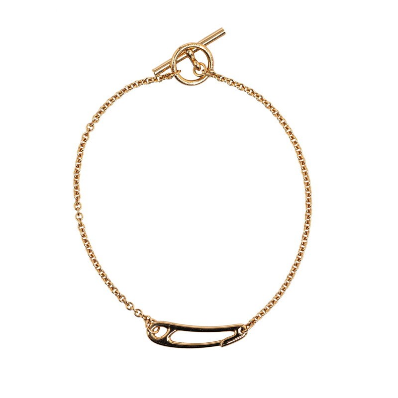 Hermes Mini Chaine dAncre Punk Bracelet SH Size K18PG Pink Gold 624506