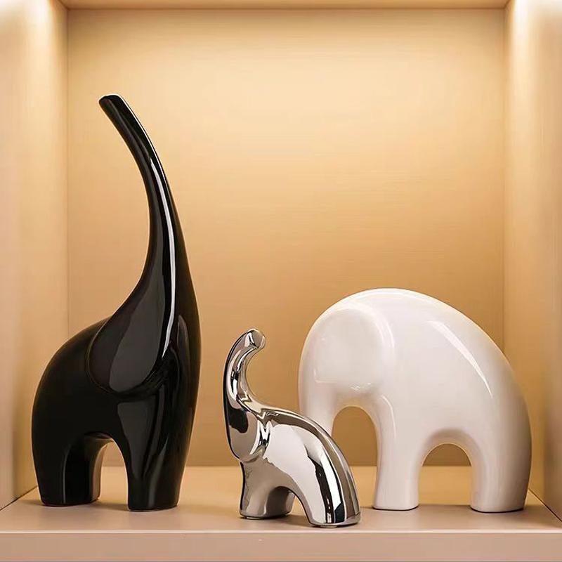 Modern Multicolor Ceramic Elephant Figurine Set - Smooth Medium Decor