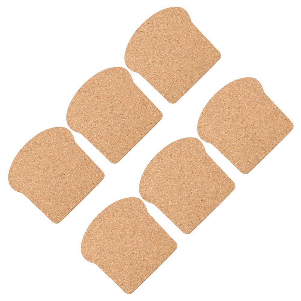 6 Pcs Toast Coasters Cork Heat Insulation Pad Reusable Thickened