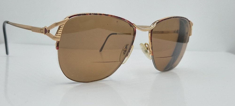 Vintage Eyetel Brown Gold Oval Half-Rim Sunglasses Frame Only Made in France Retro Eyewear Style