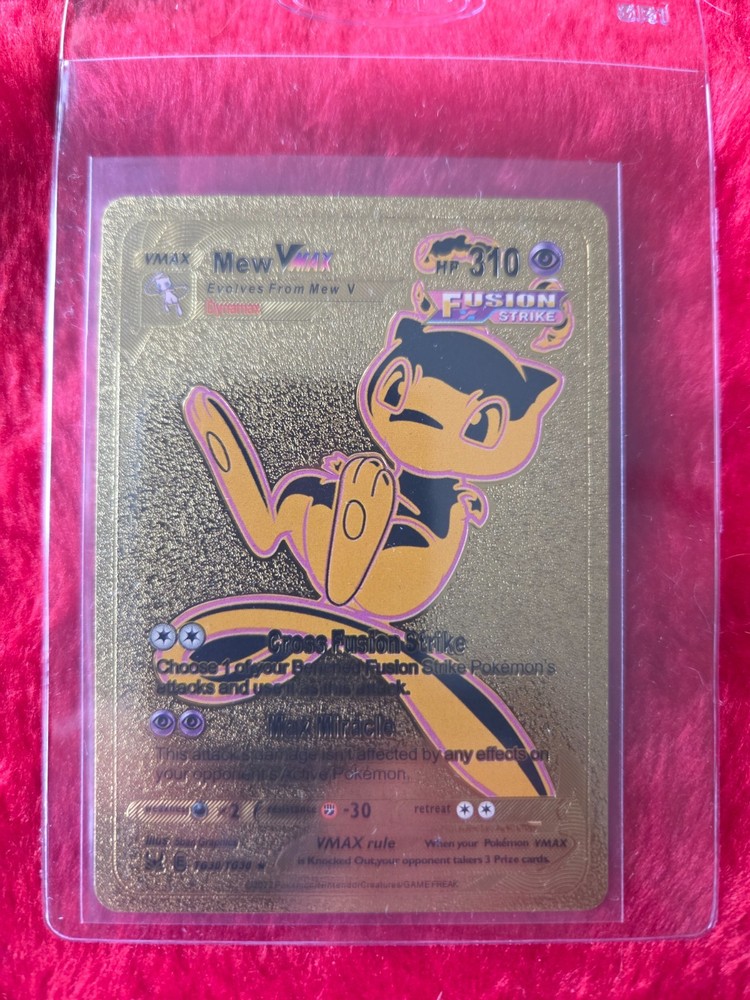 Pokemon Mew VMAX Gold Foil Fan Art Collector Card  - 310 HP - TG30