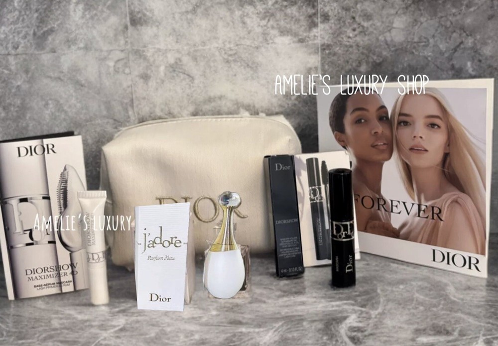 NEW! DIOR Beauty Travel Sized -Lot of Small Dior Products + Makeup Pouch Bag