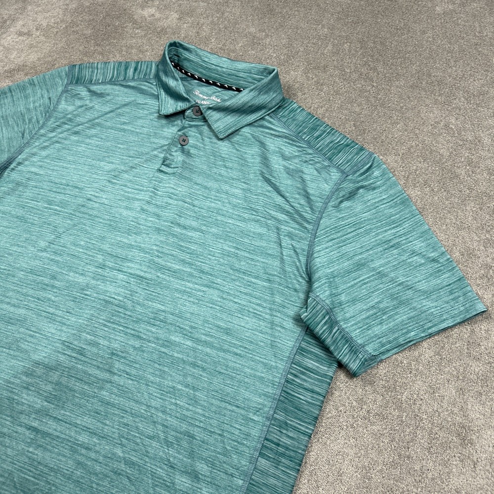 Tommy Bahama Island Zone Polo Shirt Mens Large Green Golf Performance Stretch