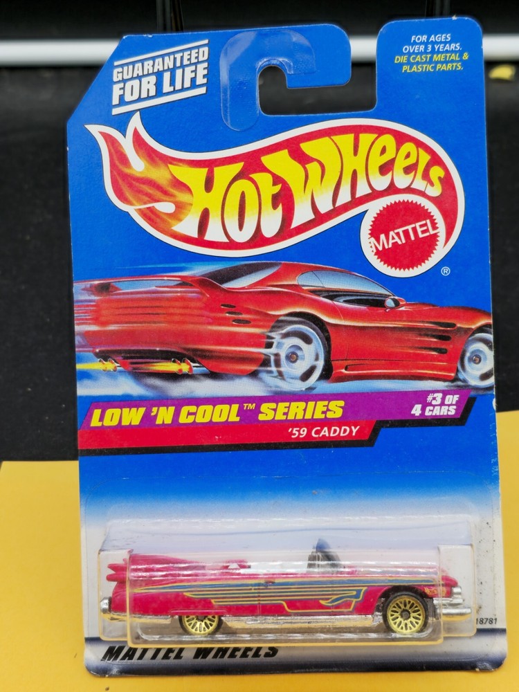 NOC VTG HOT WHEELS 1998 #699 59 CADDY CADILLAC LOW RIDER GOLD MESH MALAYSIA