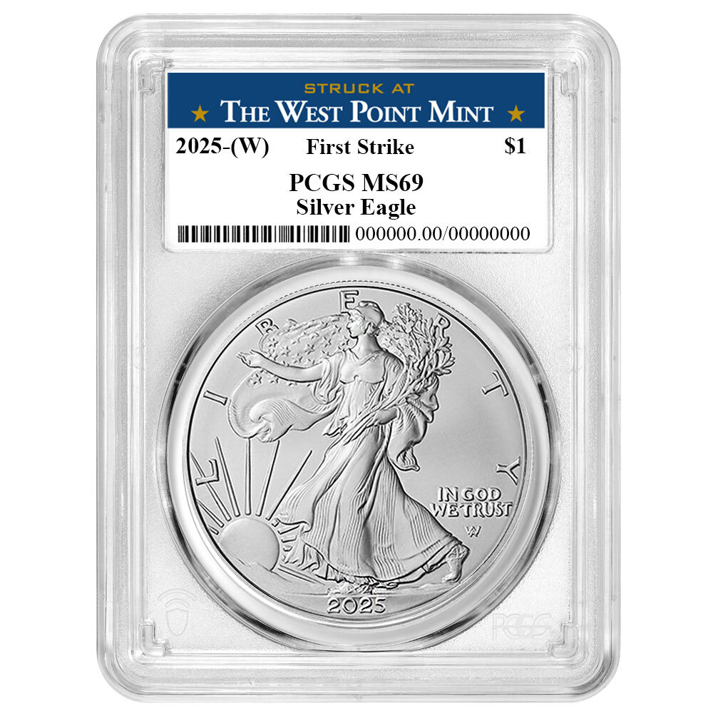 2025 (W) $1 American Silver Eagle PCGS MS69 FS West Point Label