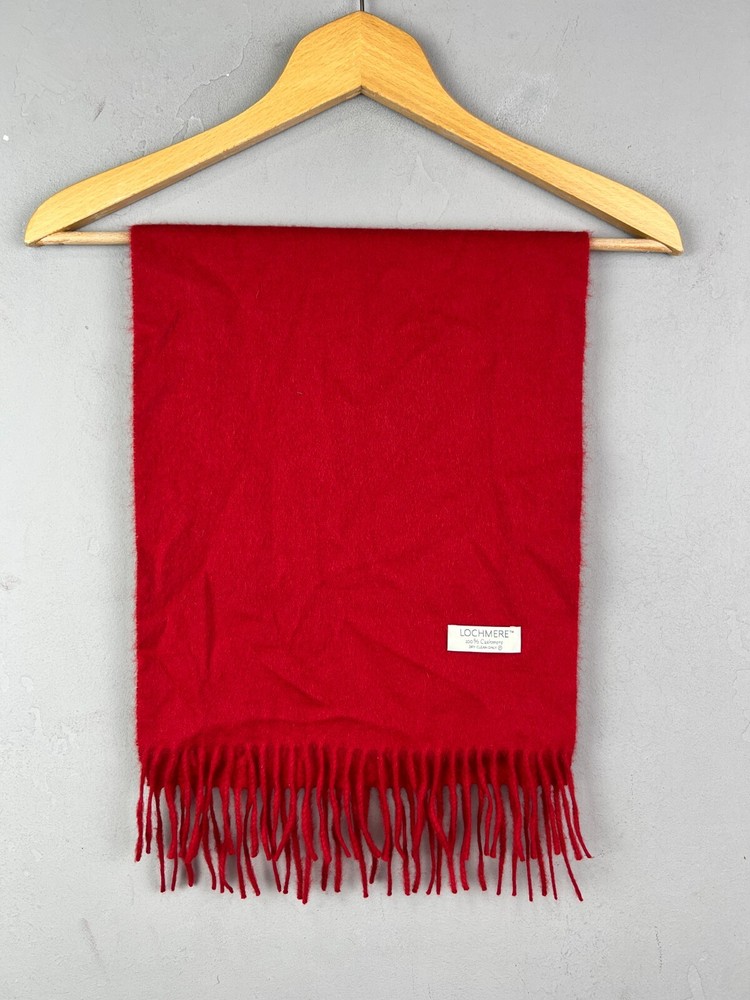 Lochmere Scarf 100% Cashmere Fringed Tasseled Unisex Red Macduff