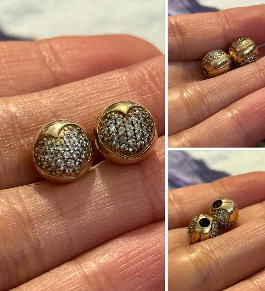 Authentic Pandora 14K Yellow Gold Retired Heart Clip Charm $300