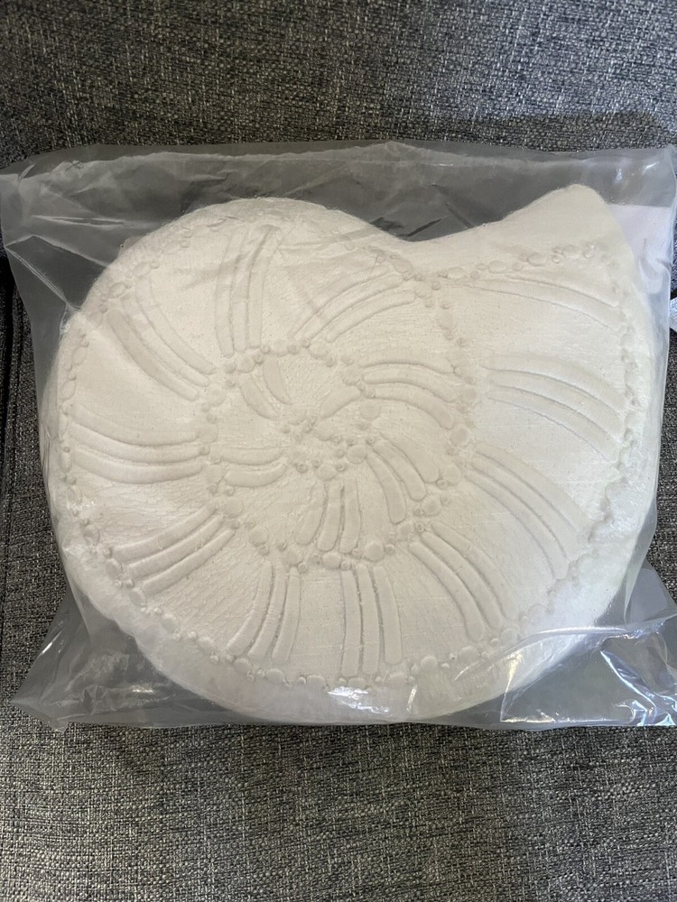 Pottery Barn SHELL Shaped Throw Pillow Nautical Beach Decor NWT Ivory Seashell