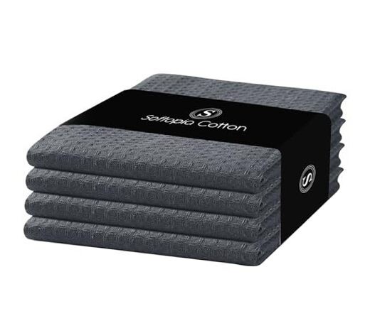 Super Absorbent Gray Waffle Weave Kitchen Towels Set of 4