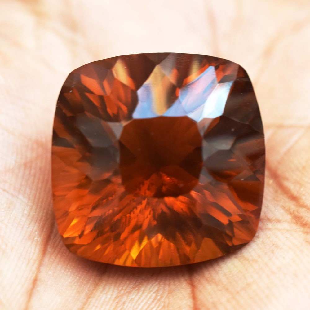 68.73 CT Brazilian Natural Orange Citrine Cushion Cut Certified Untreated Gem
