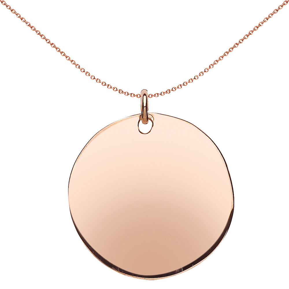 Rose Silver Jewelco London 25mm Disc Medallion Charm Necklace 18 inch