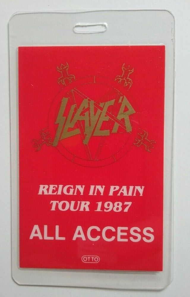 Slayer Backstage Pass 1987 Reign In Pain Tour Laminated Metal Hard Rock Music